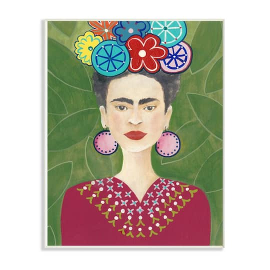 Stupell Industries Frida Portrait on Background Wall Art Plaque